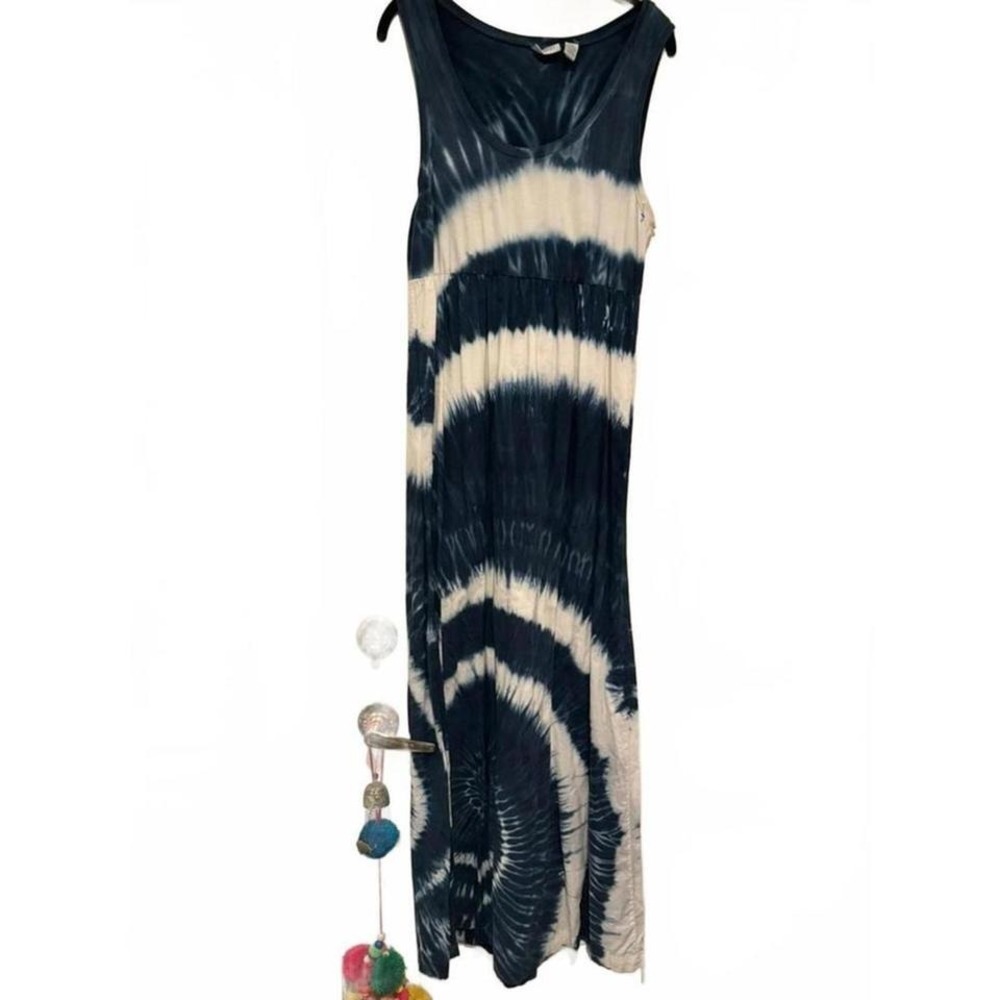 Zenergy by Chico's boho blue tie dye long tank dress Chico sz 1 or sz 8-10 #1680